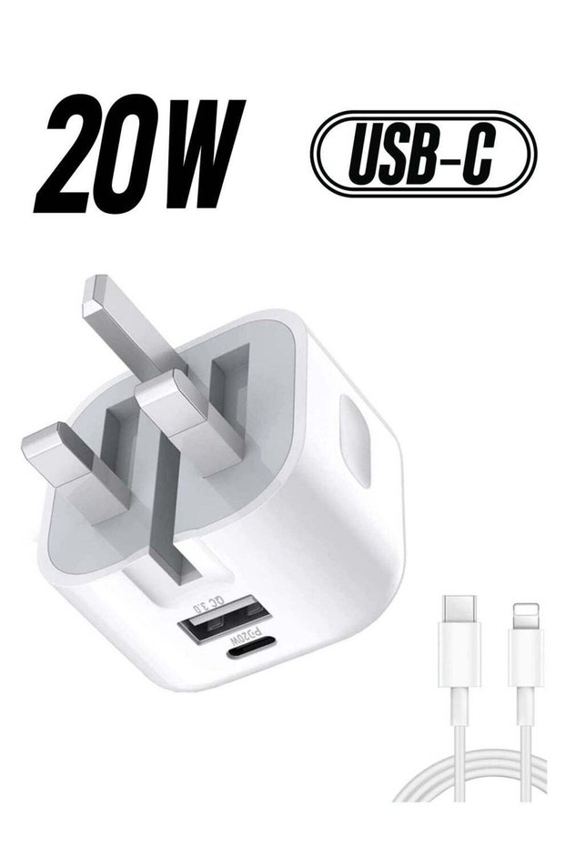 20W USB C Charger Block, 2-Ports [USB-C + USB] Charging Station, QC PD3.0 GaN Fast Charging Block,