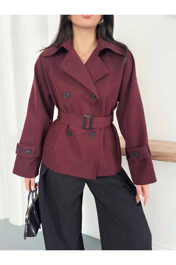 جاكيت ترنش بأزرار وحزام - 7