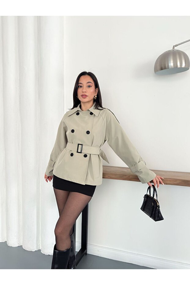 جاكيت ترنش بأزرار وحزام - 5