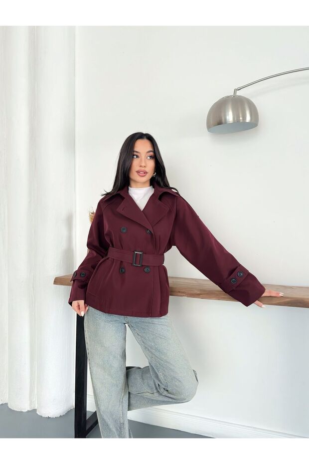 جاكيت ترنش بأزرار وحزام - 1