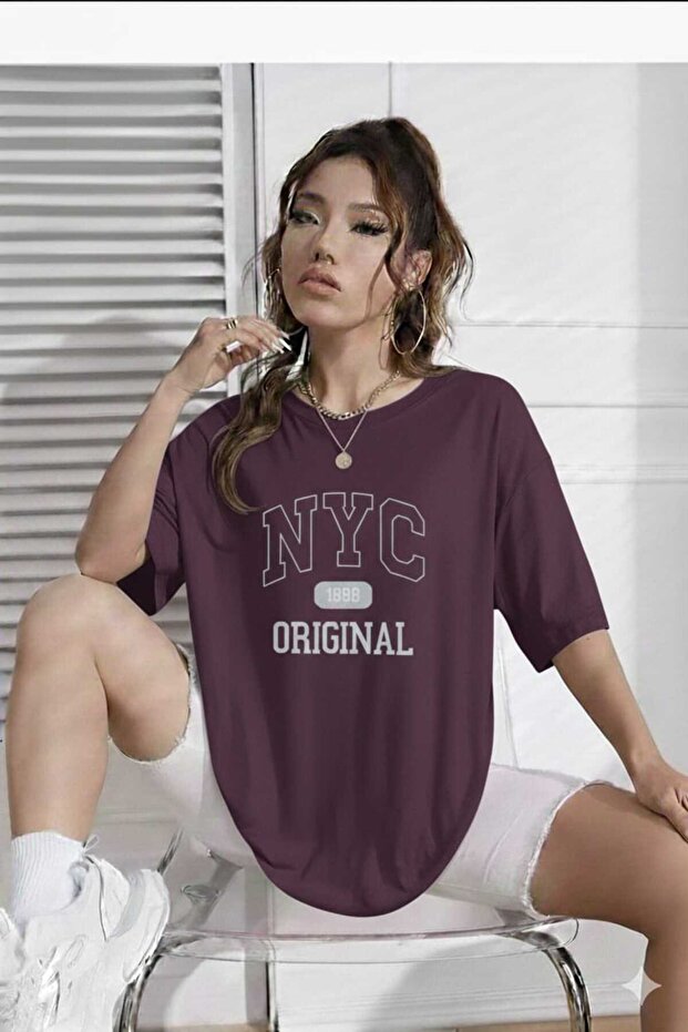 Nyc Original Printed Purple Unisex T-Shirt