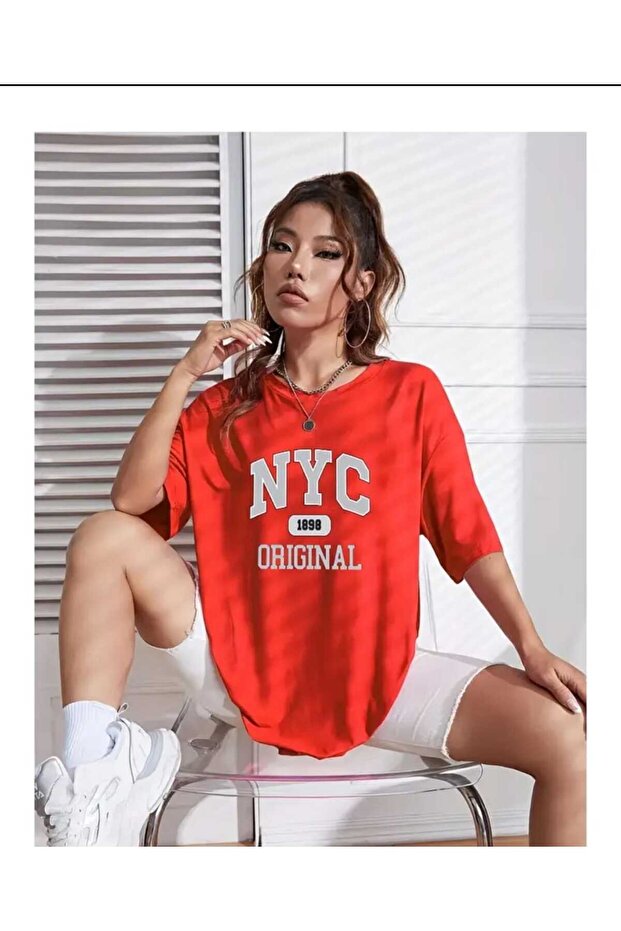 Nyc Original Printed Red Unisex T-Shirt