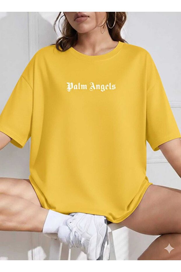 Palm Angels Printed Yellow Unisex T-Shirt
