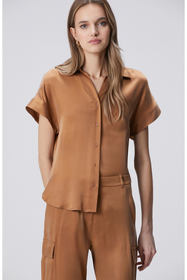 Camel Cupro Gömlek - 1