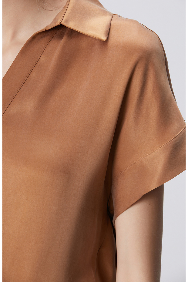 Camel Cupro Gömlek - 6