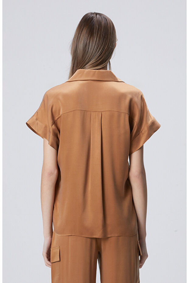Camel Cupro Gömlek - 5