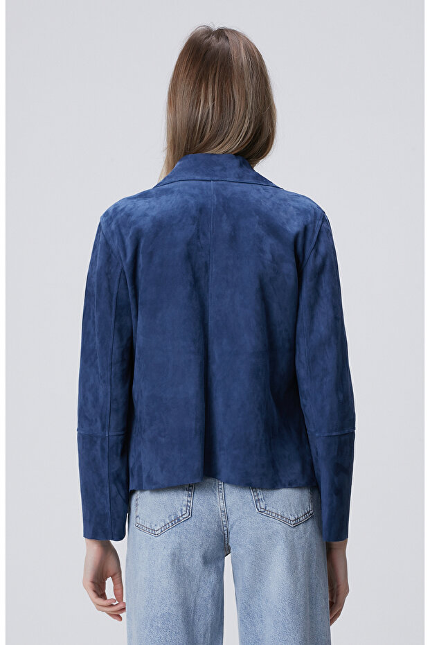 İndigo Deri Süet Ceket - 5