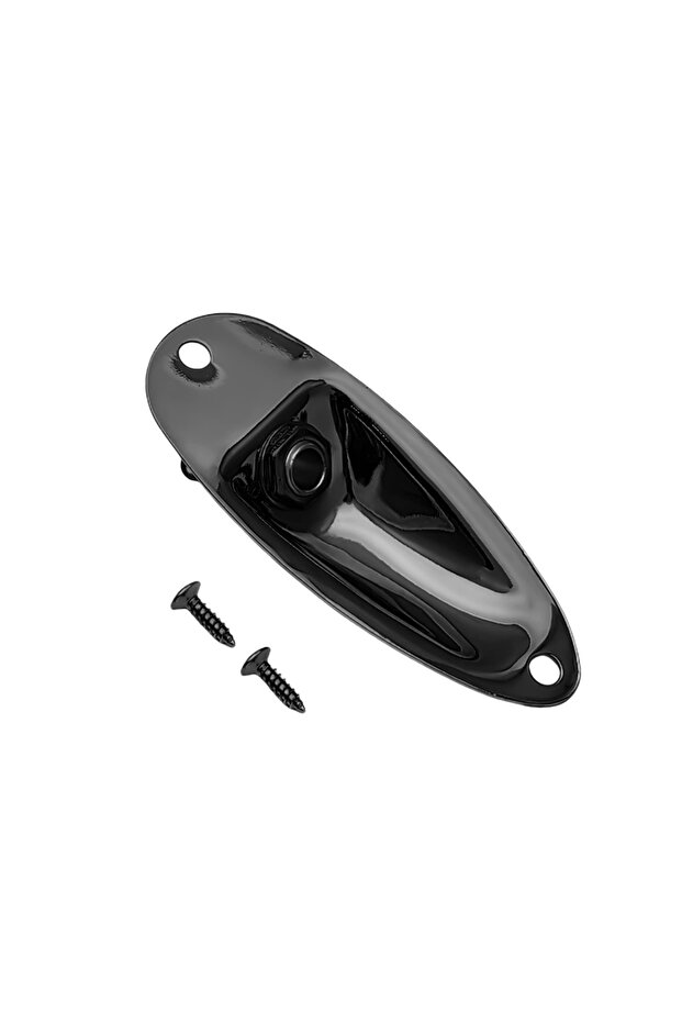 Boat Style Black Guitar Output Jack Plate Input Jack Socket Square/Boat/Oval Style 1/4 In w/ Screws