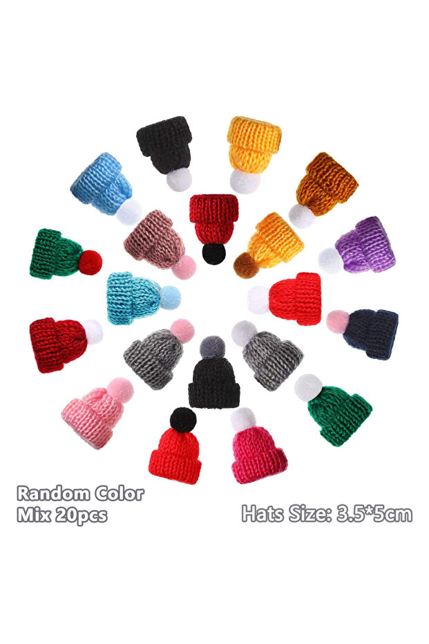 20pcs 10/20pcs Mini Santa Hat & Scarf 2024 New Christmas Costume for Cat Rabbit Doll Lollipop Bottle