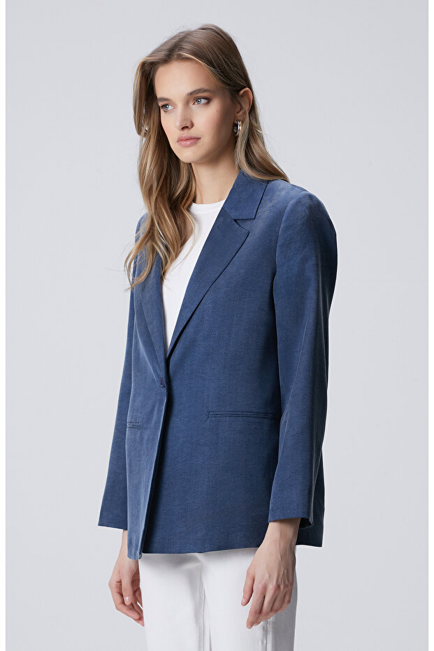 İndigo Yarım Astarlı Ceket - 4