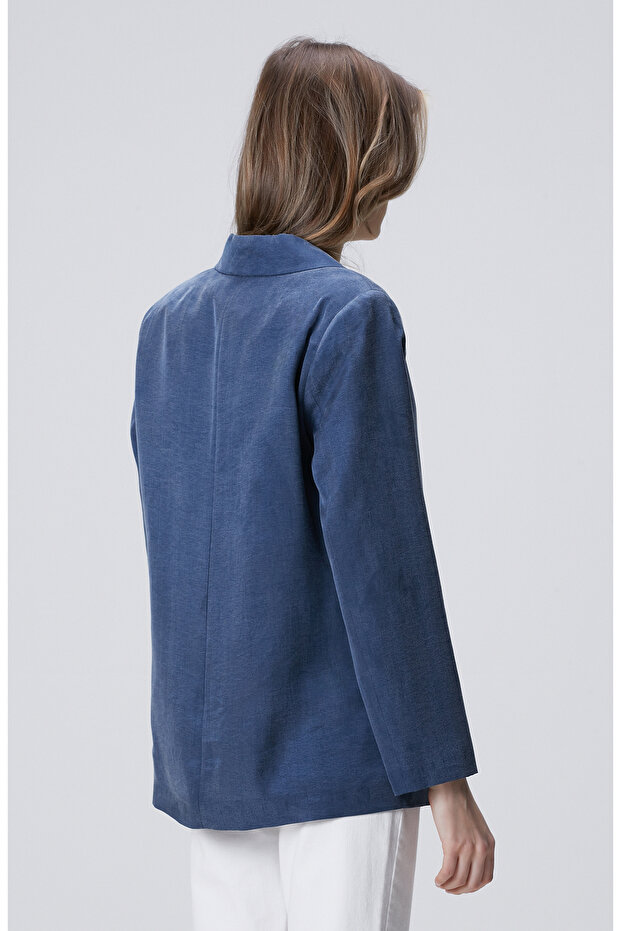 İndigo Yarım Astarlı Ceket - 5
