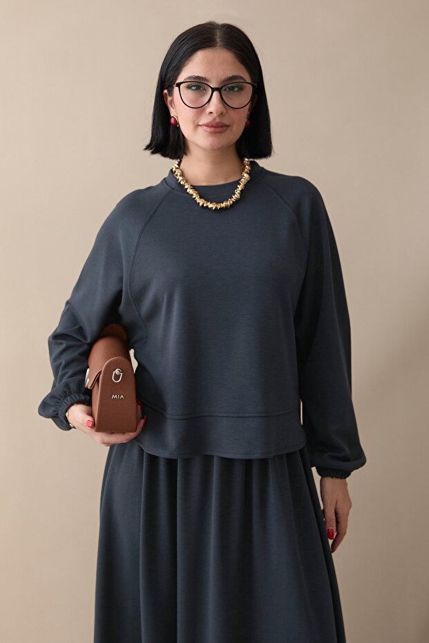 Basic Biyeli Etekli Takım Füme - 2