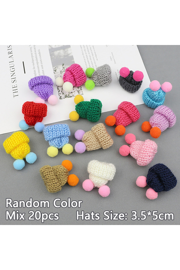 20pcs 10/20pcs Mini Santa Hat & Scarf 2024 New Christmas Costume for Cat Rabbit Doll Lollipop Bottle