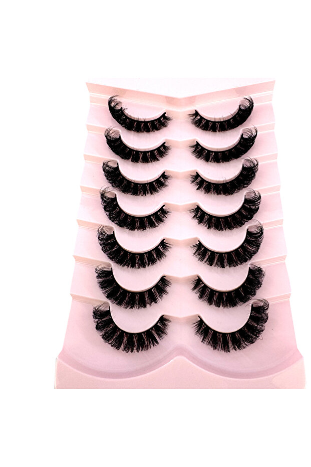 7pairs-X81 5/7 Pairs Russian Strip Lashes Fluffy Faux Mink Lashes Wispy Natural Look Eyelashes Thick