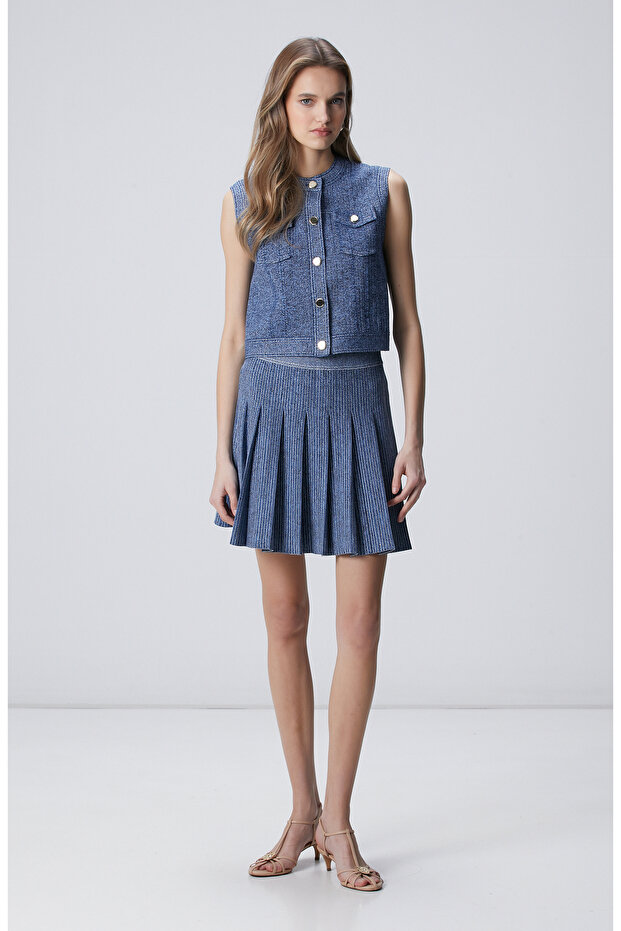 Indigo Simli Triko Etek - 1