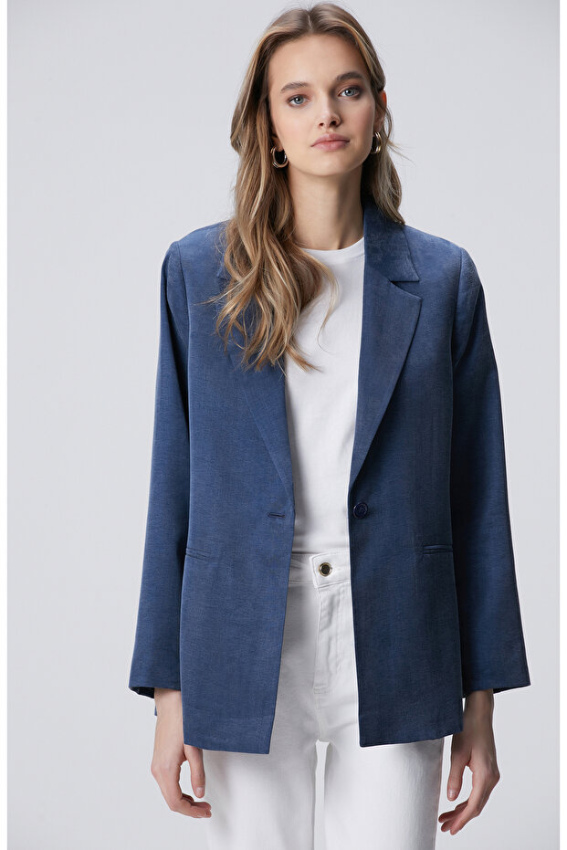 İndigo Yarım Astarlı Ceket - 1