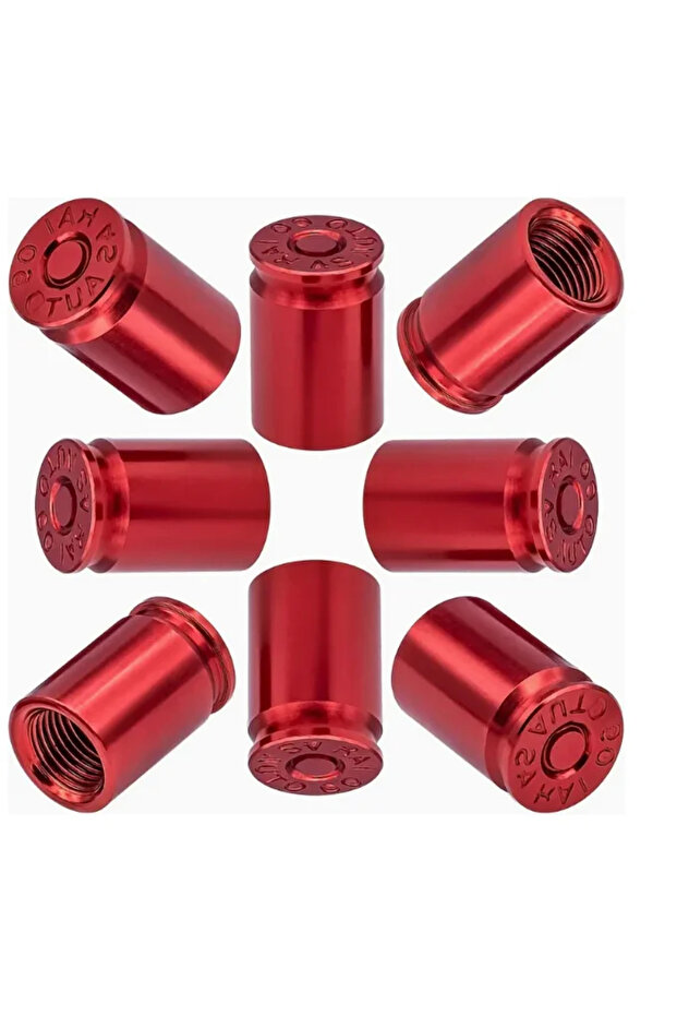 8pcs-red 8Pcs Universal Bullet Shell Valve Set Strong Sealing Corrosion Resistant for Bicycle (Ameri
