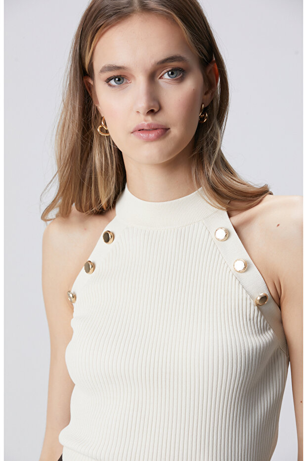 Kırık Beyaz Triko Atlet - 2