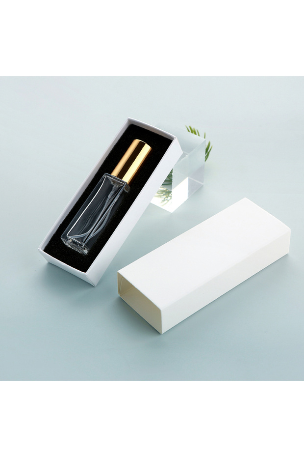 10ml Botte and box Gold White box 20PCS 10ml Square Clear Thick Glass Perfume Bottles with Aluminum