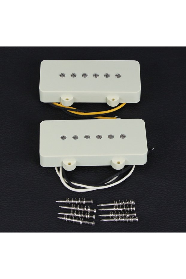 Set of N and B FLEOR Ivory Vintage Alnico 5 Guitar Pickup Neck /Bridge Pickup for Jazz Guitar JM