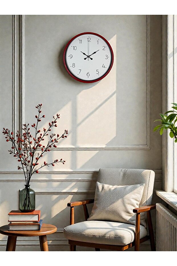 ساعة حائط حمراء قياسية مقاس 36 سم - 1