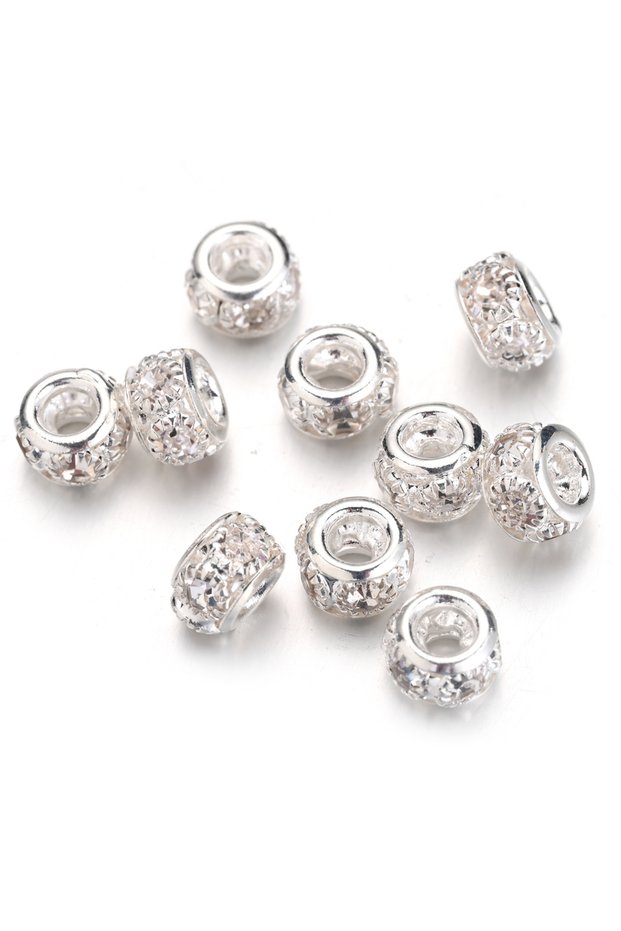 7x10mm 10pcs 4 8mm 10mm Colorful Shiny Crystal Tube Rhinesto Bead Metal Spacer Beads For Jewelry Mak