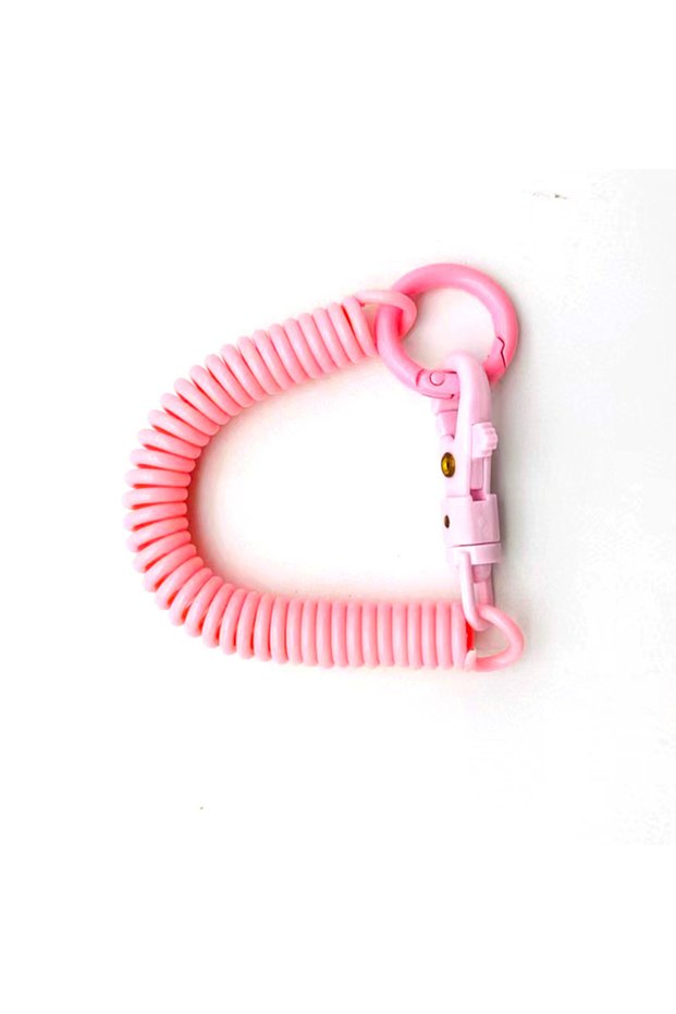 Pink Colorful Lobster Clasp ID Card Holder Lanyard Keyring Anti-lost Wristlet Spring Rope Retractabl