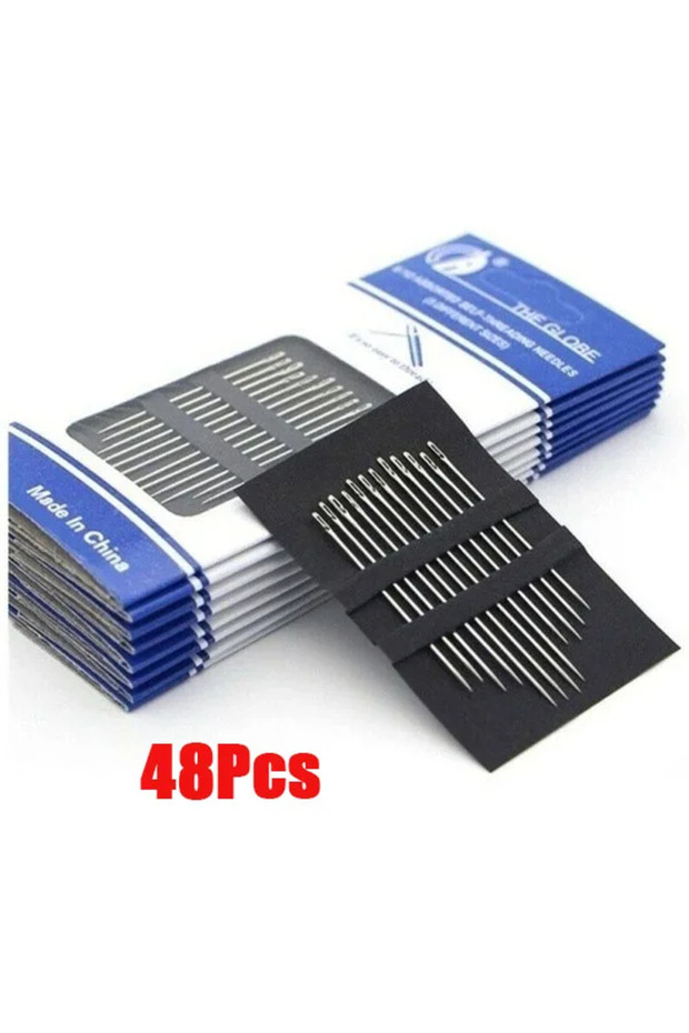 4 set-48pcs Side Hole Blind Sewing Needles Stainless Steel Elderly Needles Hand Sewing Stitching Pin