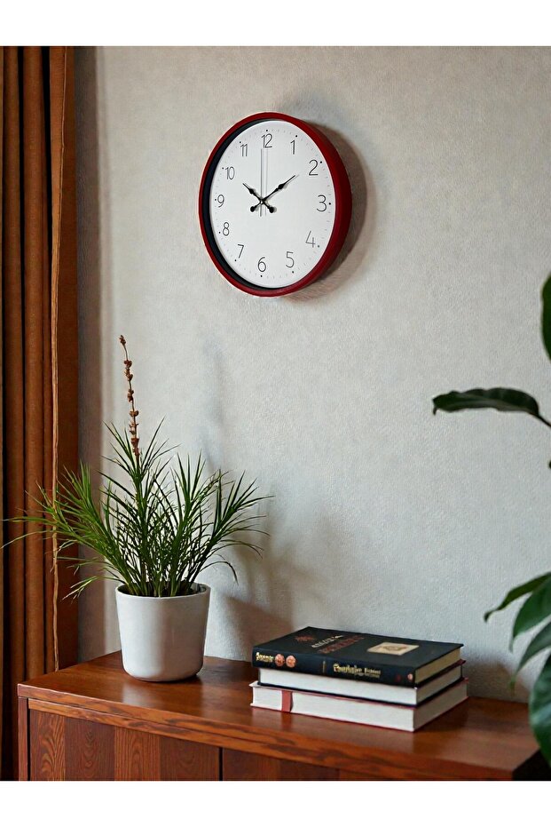 ساعة حائط حمراء قياسية مقاس 36 سم - 2
