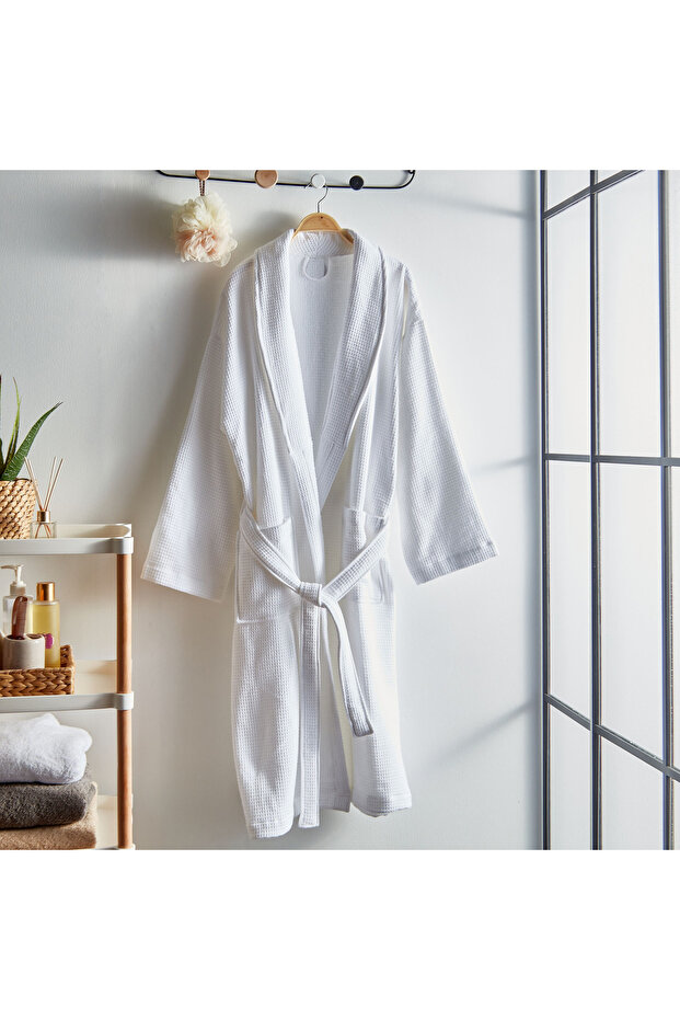 رداء حمام فاخر من القطن بنقشة الوافل تيري - متوسط - 5