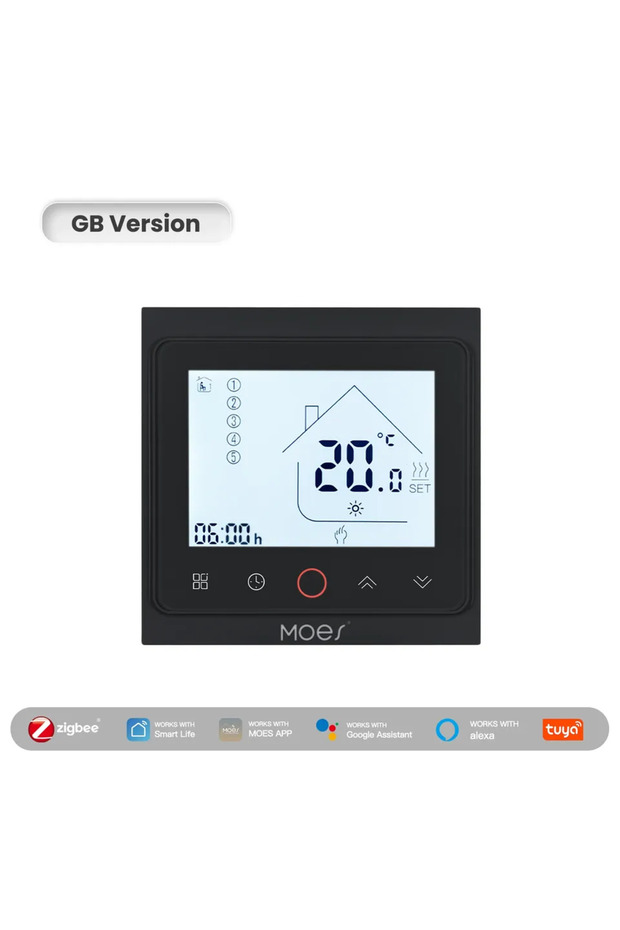 MOES GB Black MOES Tuya ZigBee Smart Thermostat Room Temperature Control Water/Electric Floor Heatin