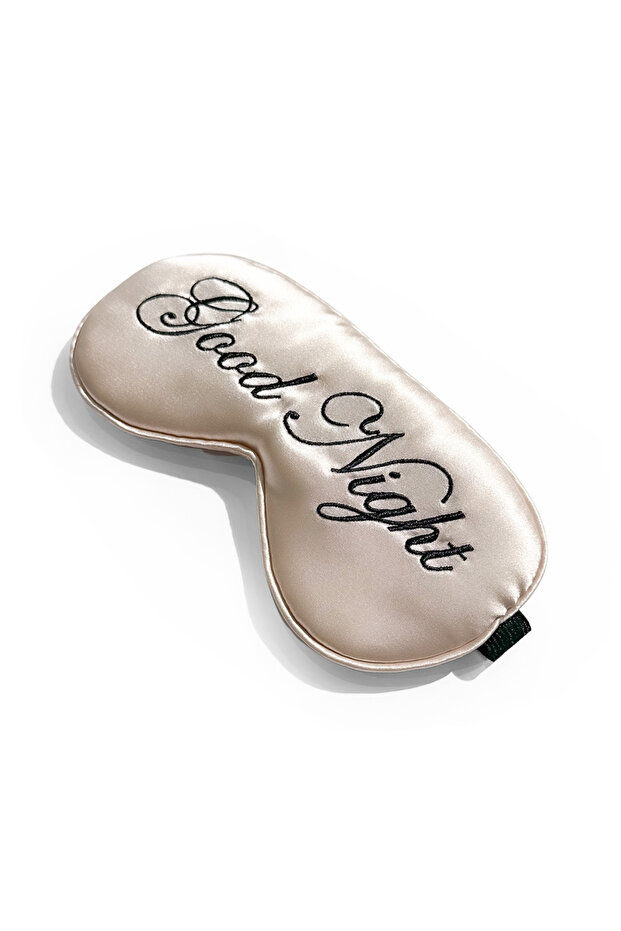 Medium Champagne good night Sleep Mask Silky Eye Cover with Adjustable Straps for Sleeping Puffy Eye