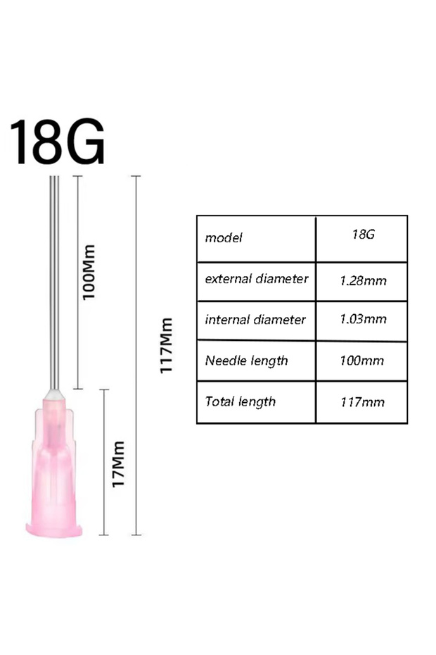 18G 10pcs Extra Long Total Length 117mm Needle Length 100mm Tip Flat Head Paste Syringe Adhesive Gl