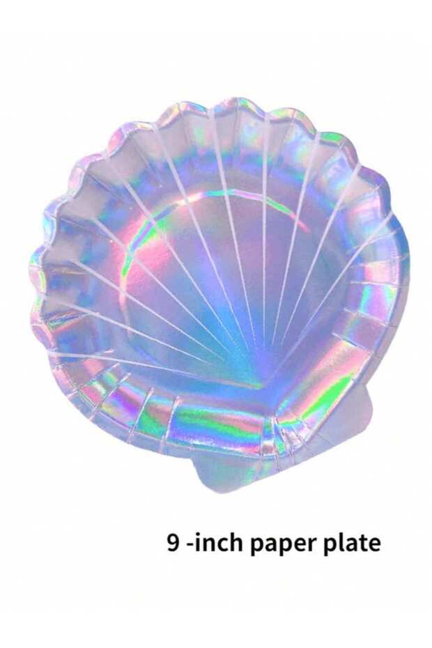 10pcs 9in plate Mermaid Party Colorful Shell Disposable Tableware Summer Beach Under The Sea Party L