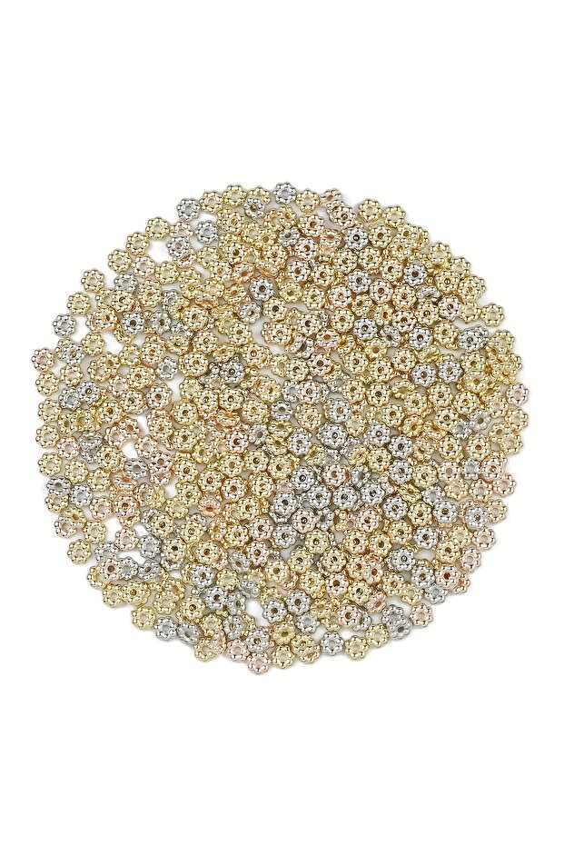 200PCS Colour mixture 200Pcs 6MM Snowflake Rose Gold/Silver Plated CCB Spacer Loose Beads For DIY Br