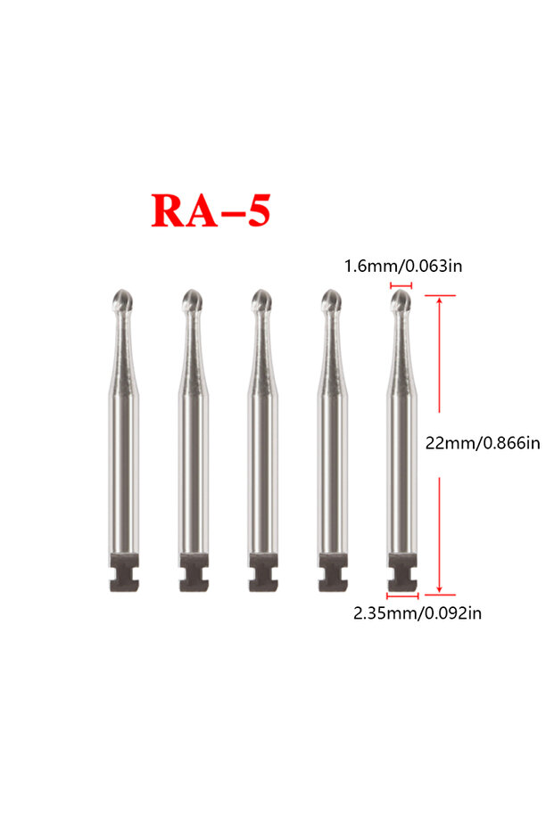 RA5 5pcs/Box Dental Tungsten Carbide Burs Low Speed Round RA Series For Dental Lab or Clinic Shank D