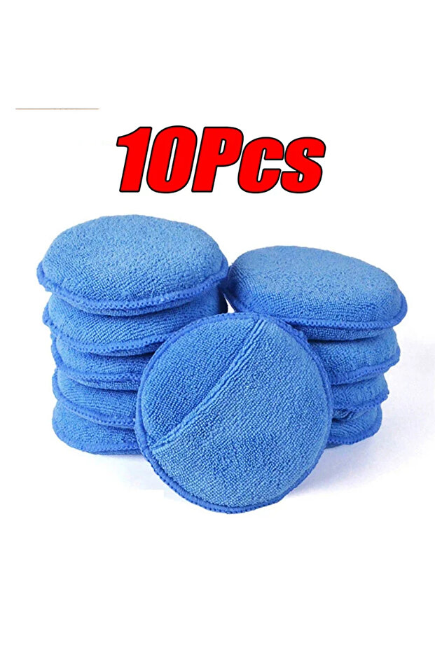 Blue 10Pcs 10Pcs Car Detailing Applicator Pads Car Care Waxing Polish Sponges Soft Microfiber Round