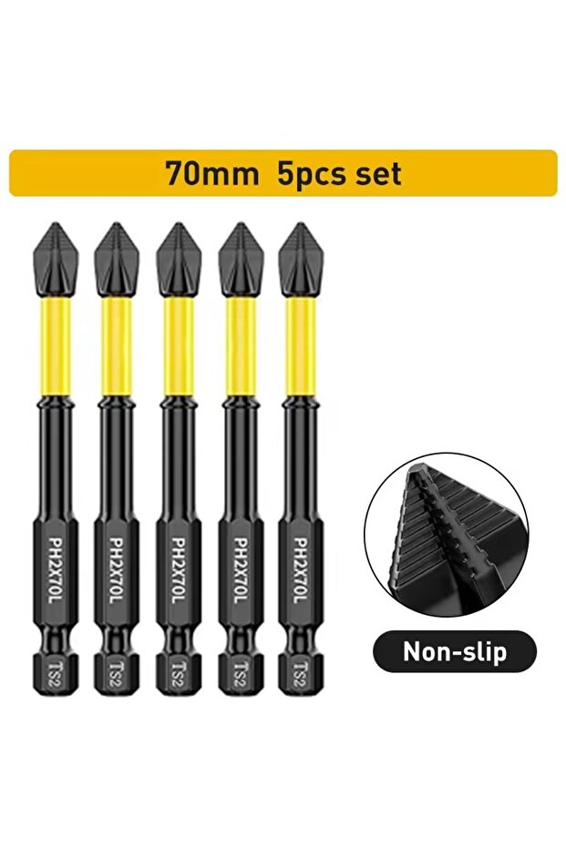 Deli 5PCS 70mm Anti-Slip and Shock-Proof Bits Screwdriver Bits High Hardness Strong Magnetic 25/50/6