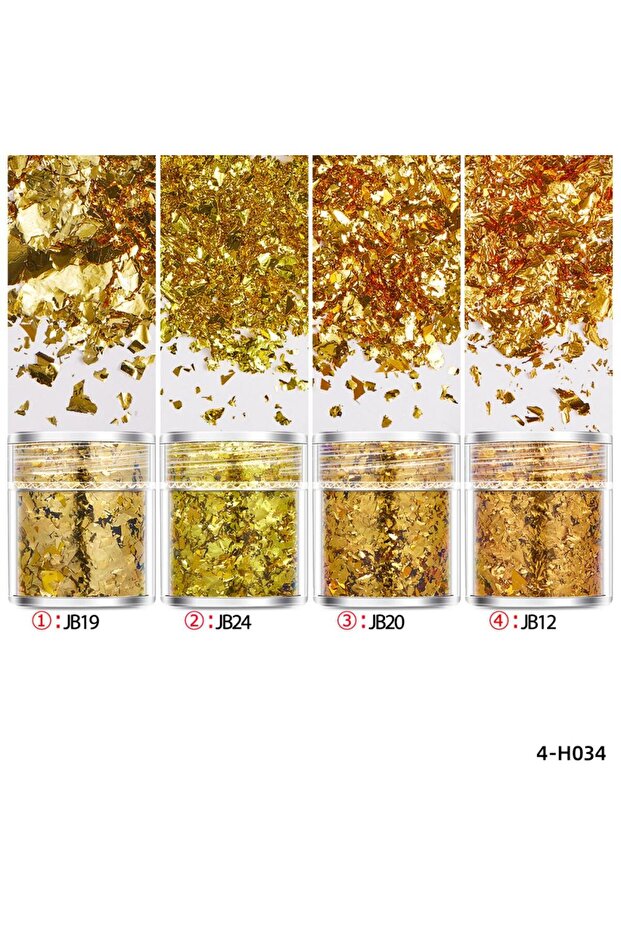 08 4Bottles/Set Gold Foil Leaf Flake Craft For Epoxy Resin Mold Jewelry Making Decoration Gold Foil