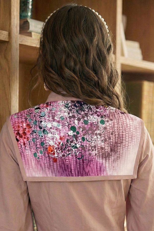 ياقة من الساتان المزخرف بنقشة الورد المجفف - 3