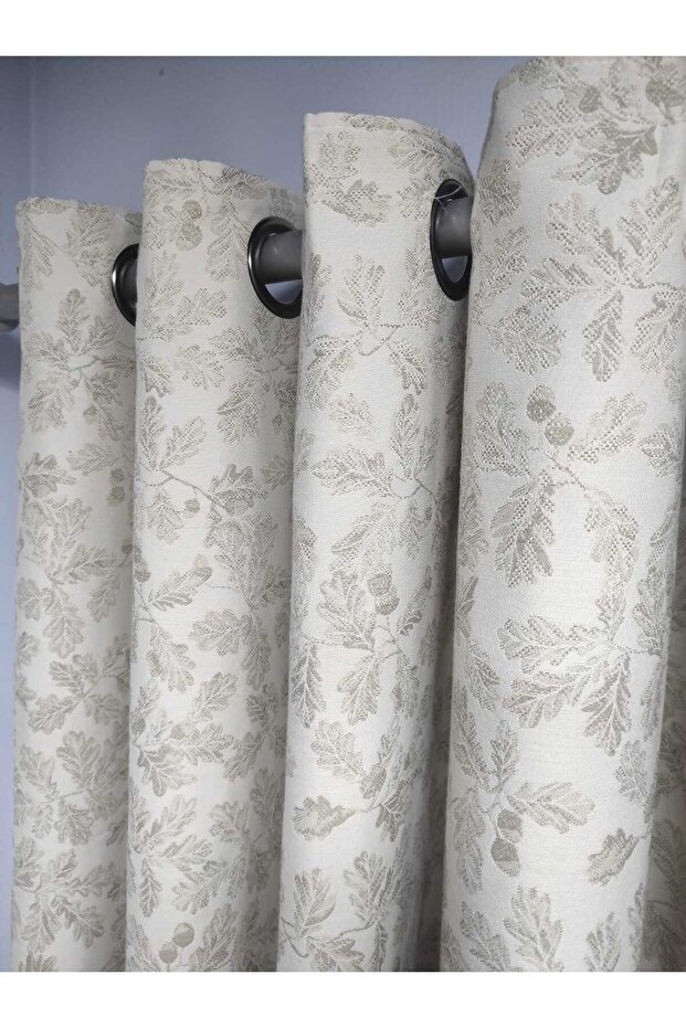 Rustic Curtain (Lined) Cotton Fabric. Eyelet Metal Ring 230Cmx230Cm