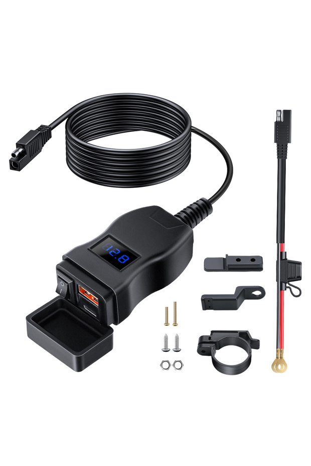 Blue QC PD Extractme QC3.0 Motorcycle USB Charger 12V Waterproof Socket Handlebar Cell Quick Charger