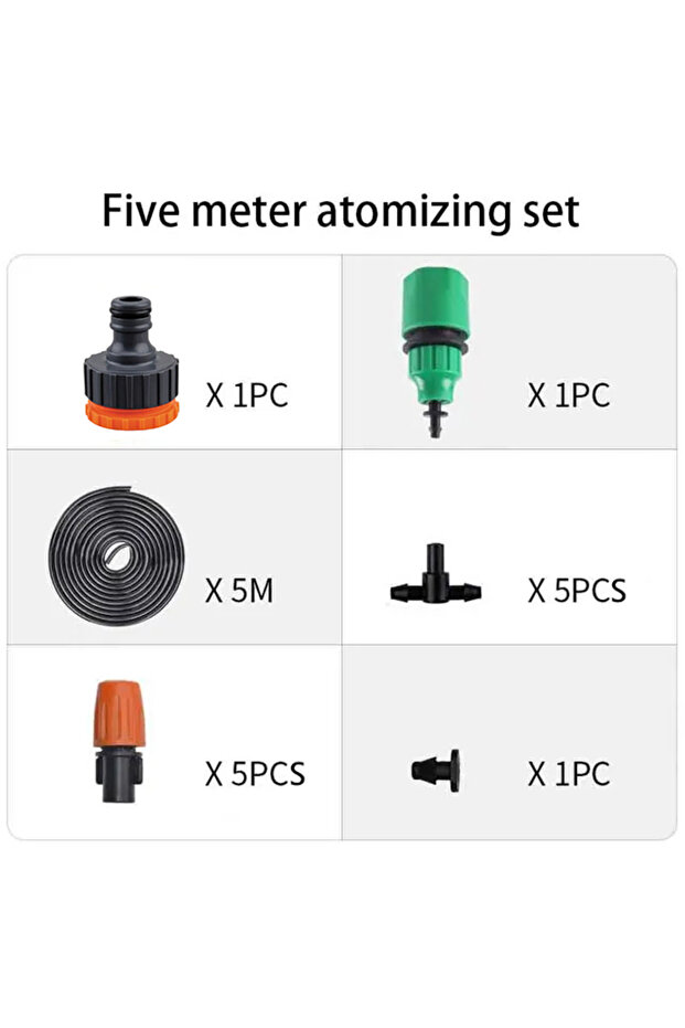 5m Fog Nozzles Irrigation Kit 5M-20M Garden Automatic Spray Misting Plant Watering System with 4/7 P