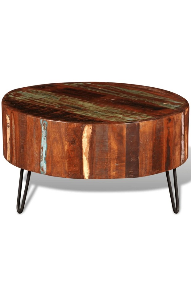 Coffee table, solid recycled wood, round - 3