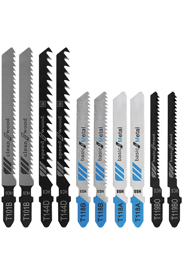 Multipurpose Cutting 10 PCS 10-50Pcs T-Shaft Jigsaw Blades HCS Assorted Jig Saw Blades For Wood Plas