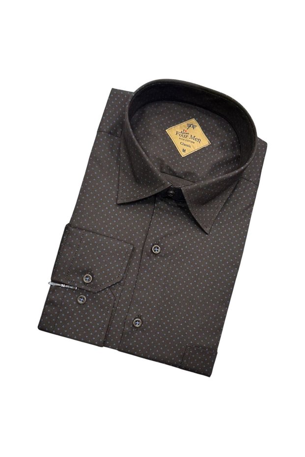 Classic Wide Cut Patterned Long Sleeve Men's Shirt