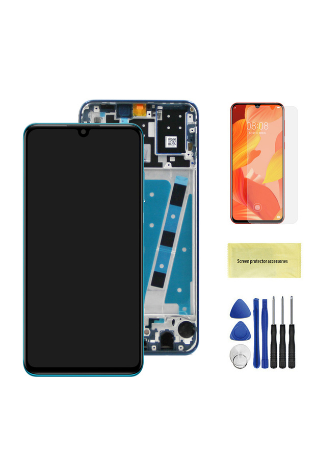 شاشة P30 Lite بإطار أزرق بدقة 48 ميجابكسل، شاشة LCD لـ P30 Lite طراز MAR-LX1M LX2 AL00 مع شاشة لمس لـ P30 L