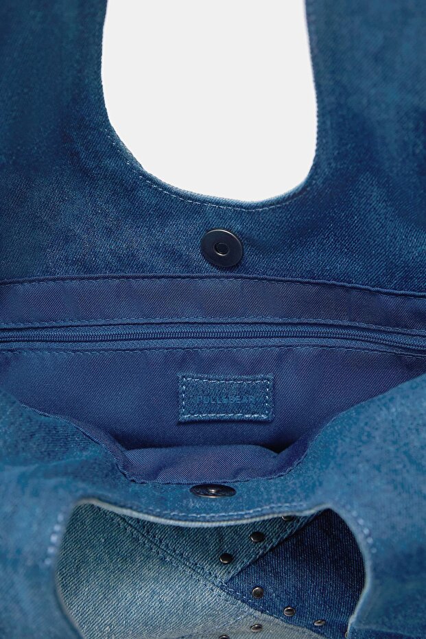 Patchwork denim shopper çanta - 3