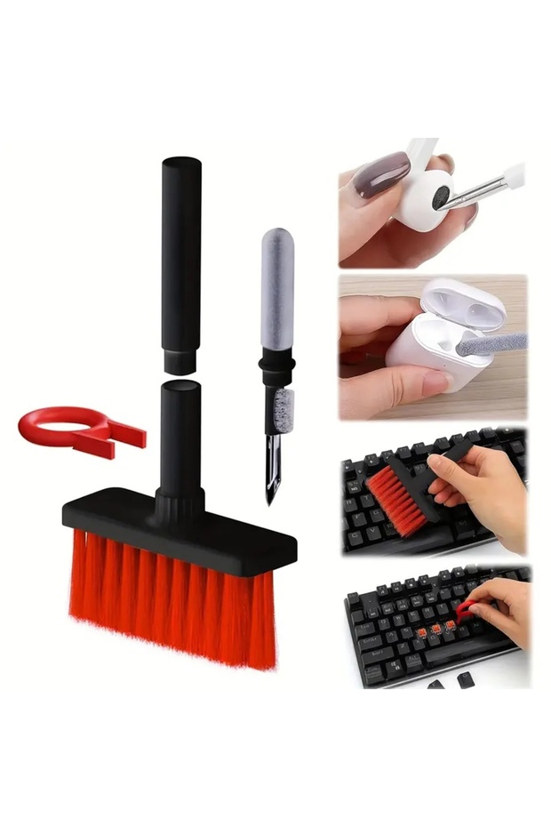 Black 5-in-1 Computer Keyboard Cleaner Brush Kit Earphone Cleaning Pen For Headset Keyboard Cleaning
