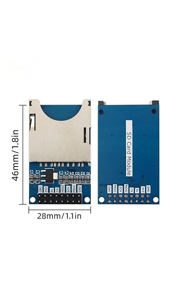 قطعتان من محولات بطاقات الذاكرة SD و Micro SD و SDHC و TF، مزودة بدبابيس ملحومة وواجهة SPI لتحويل مستوى الإشارة.